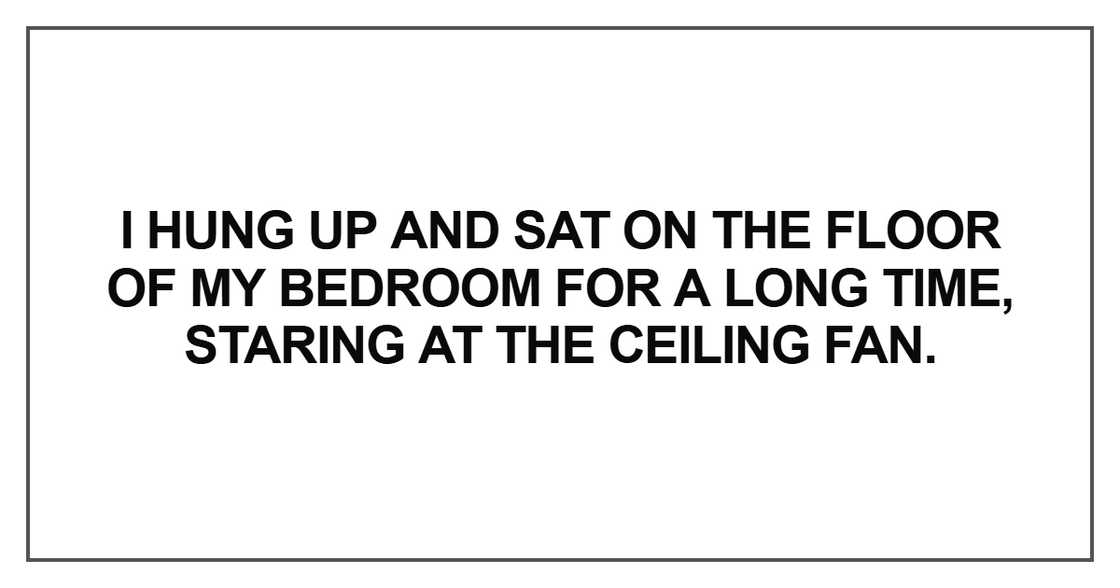 I hung up and sat on the floor I hung up and sat on the floor
