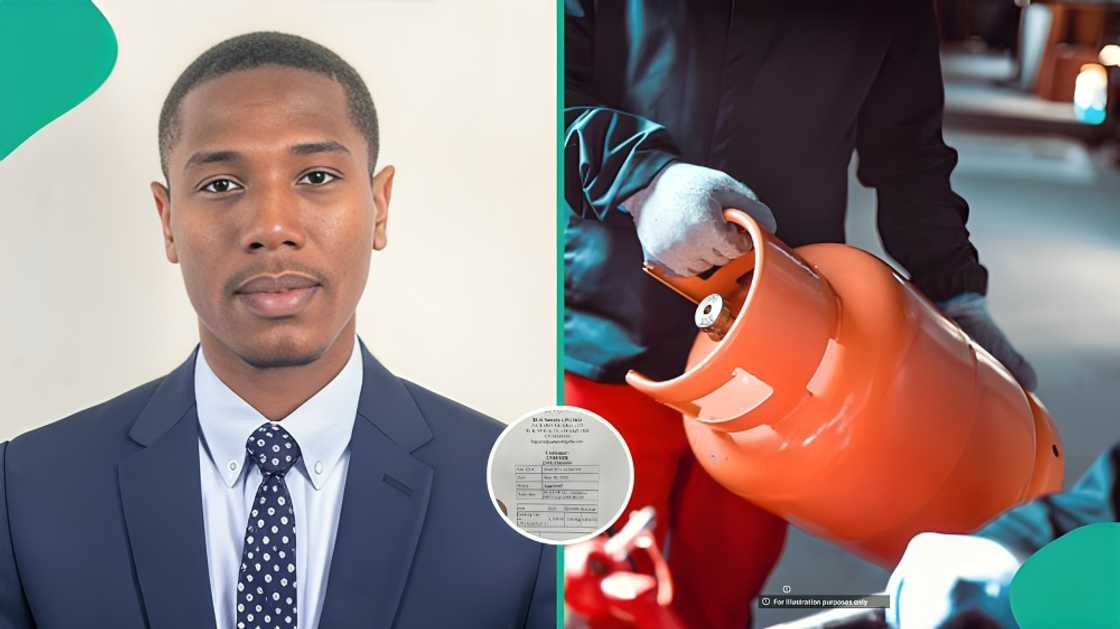 Nigerian man shares receipt after buying cooking gas at new price - Amount he bought it below.