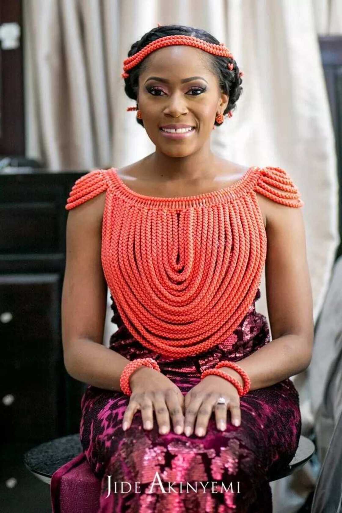 Igbo traditional wedding attire for the bride - deep purple Igbo traditional wedding attire for the bride - deep purple