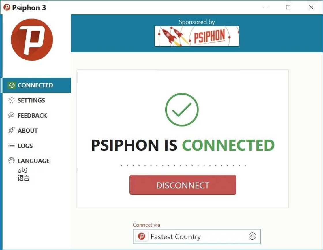 Psiphon is connected Psiphon is connected