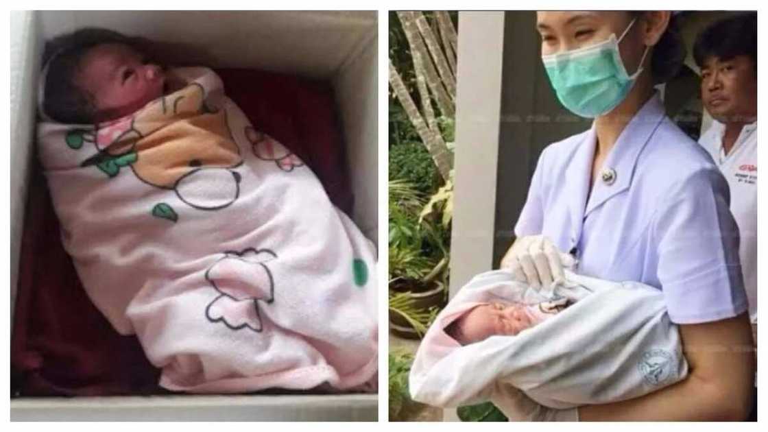 New born baby found dumped in a carton outside a house (photos) New born baby found dumped in a carton outside a house (photos)