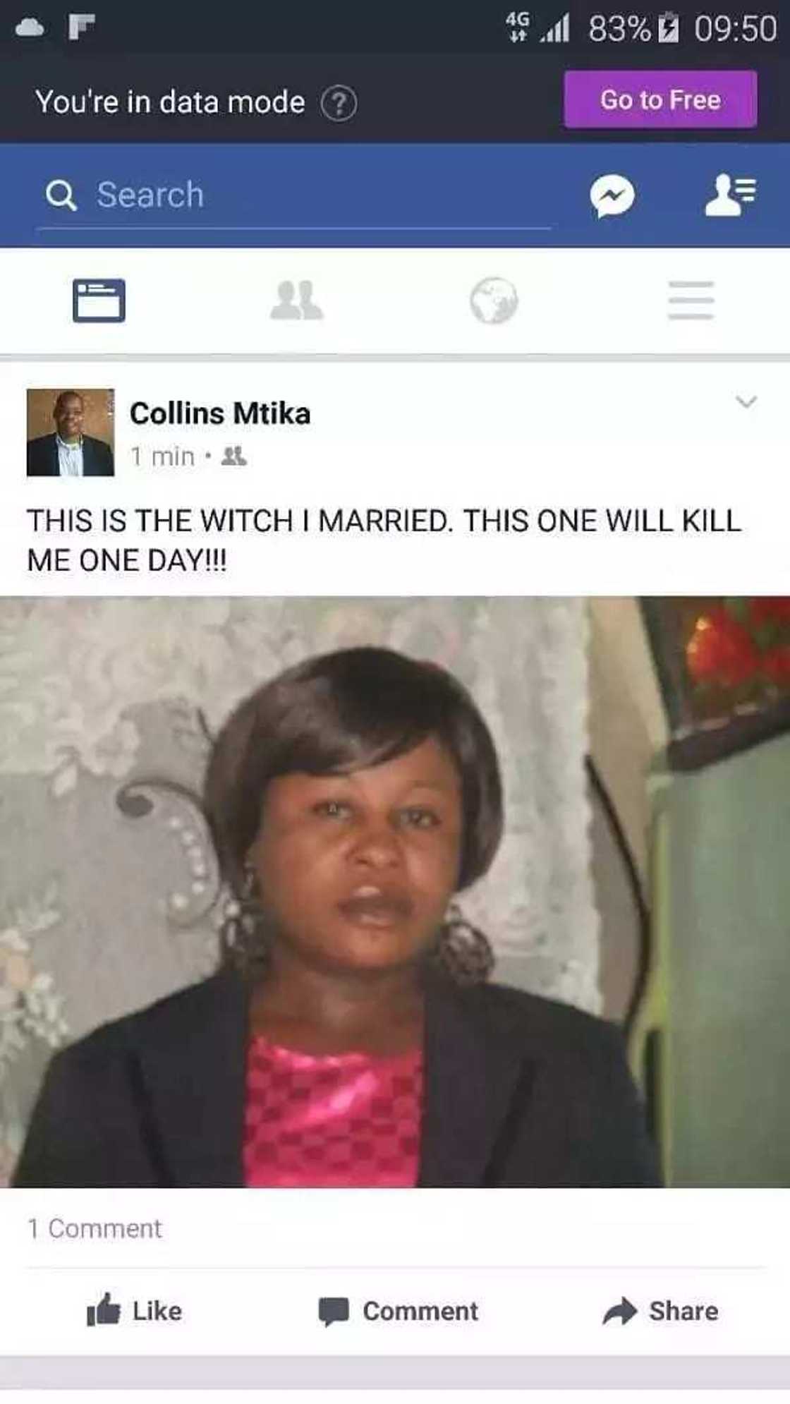 Magidanci ya zargi matarsa da maita, yace zata kashe shi Magidanci ya zargi matarsa da maita, yace zata kashe shi