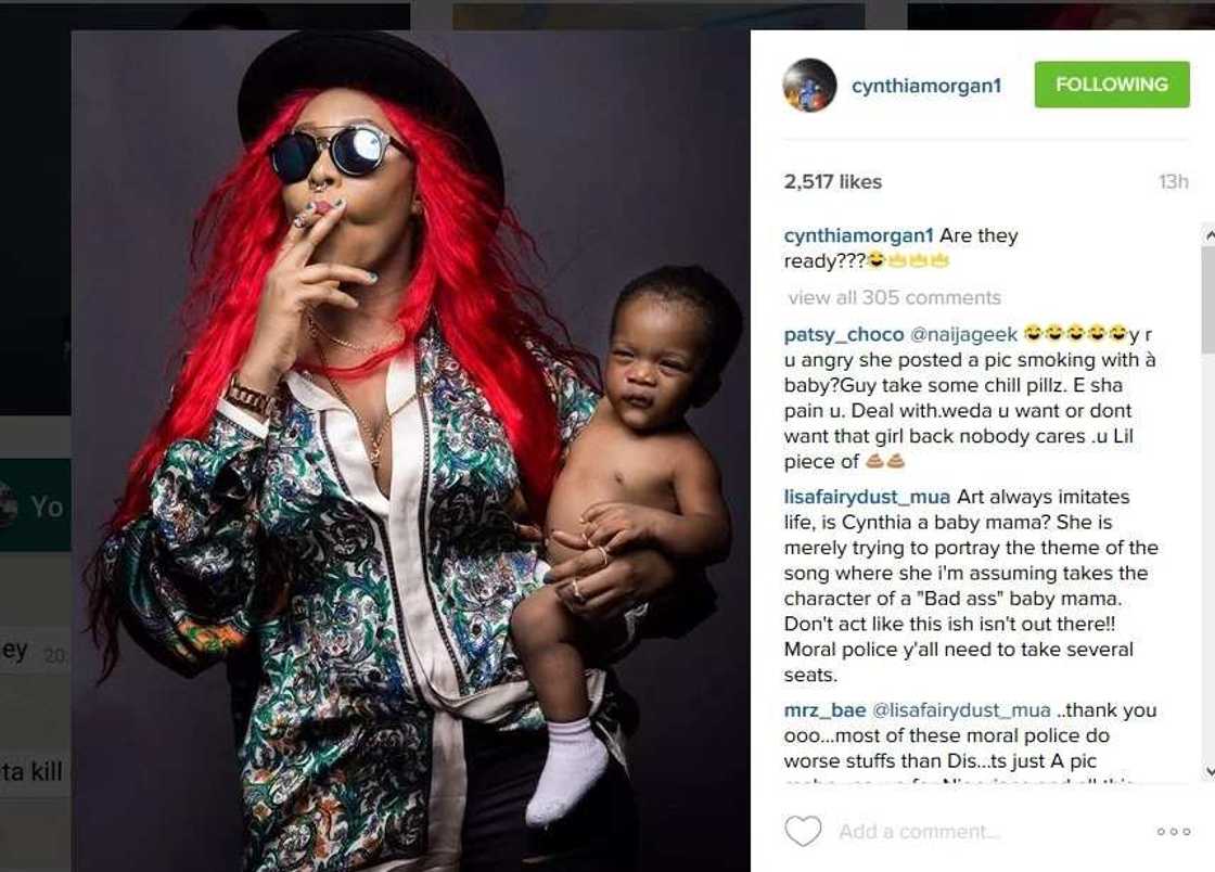 Cynthia Morgan Caught Smoking In Front Of A Baby (Photos)