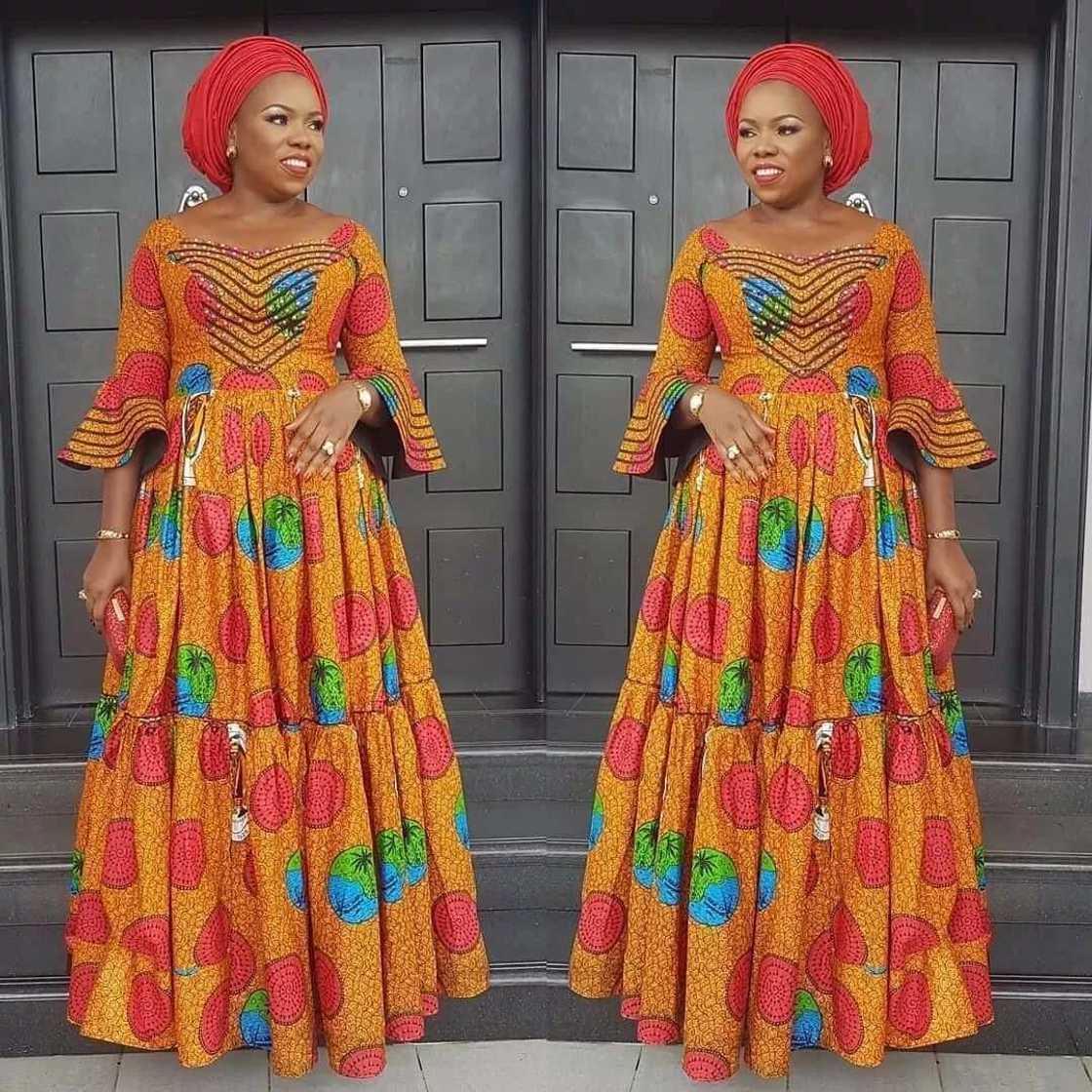 Ankara maxi gown with long sleeves Ankara maxi gown with long sleeves
