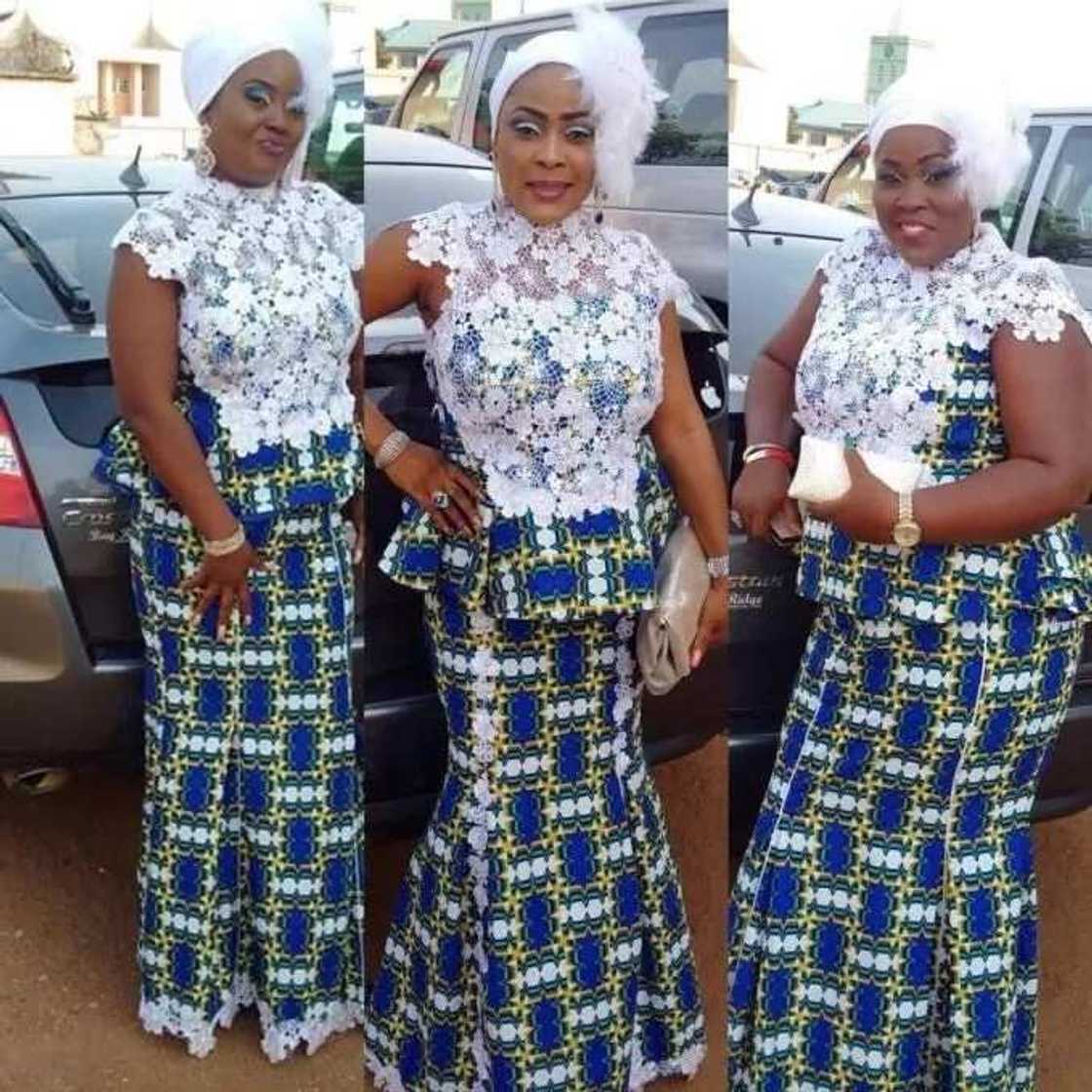 Nigerian blouse style with large lace trim Nigerian blouse style with large lace trim