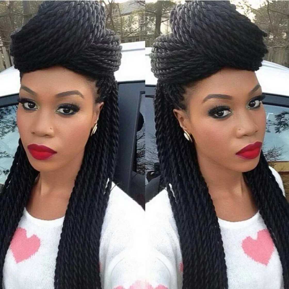 Jet black Senegalese twists