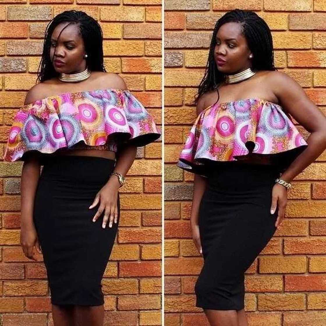 Ankara crop top with open shoulders