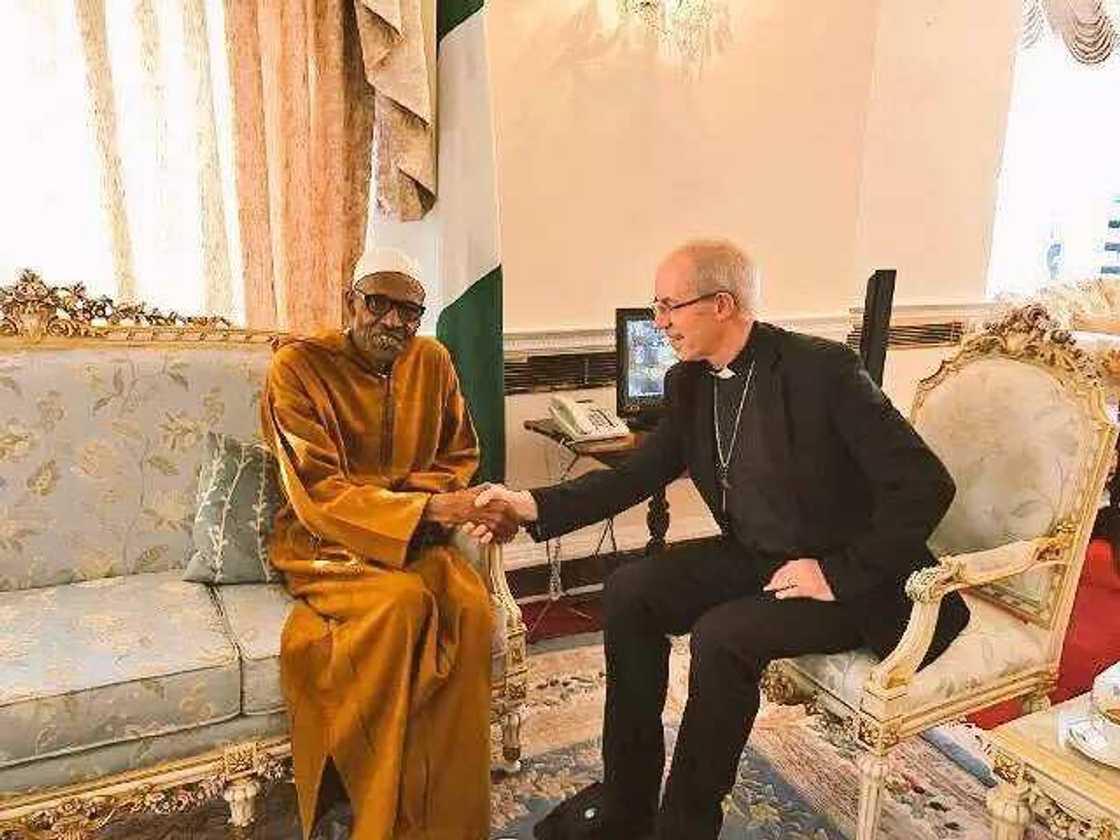 BREAKING: Archbishop of Canterbury visits Buhari in London (Photos)