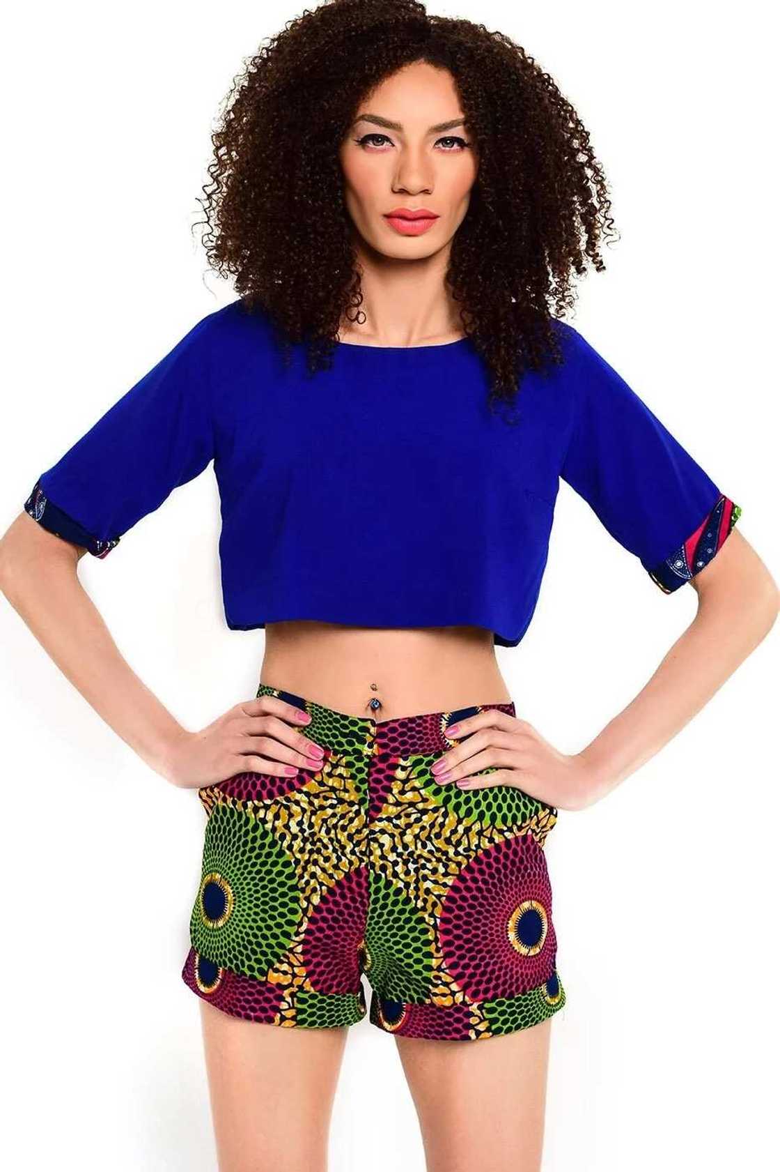 Crop top and shorts with Ankara