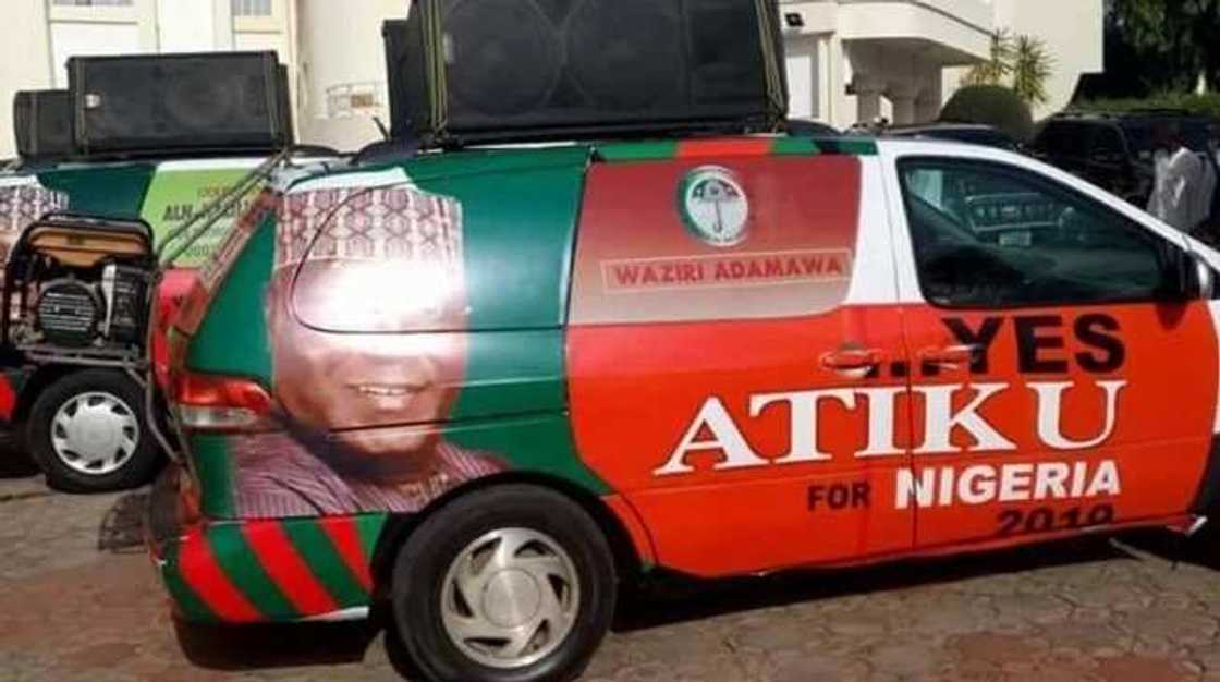 Abun na yi ne: Hotunan motocin kamfen din Atiku na ban mamaki sun fara bulla