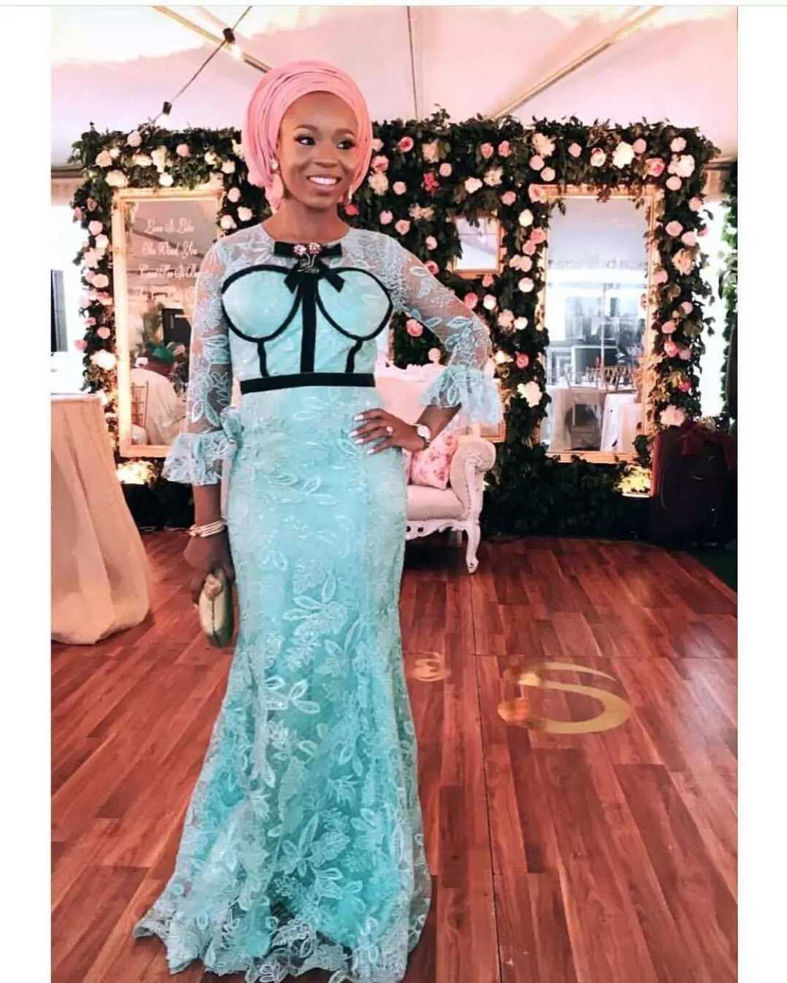 Mint green and peach Aso Ebi 2