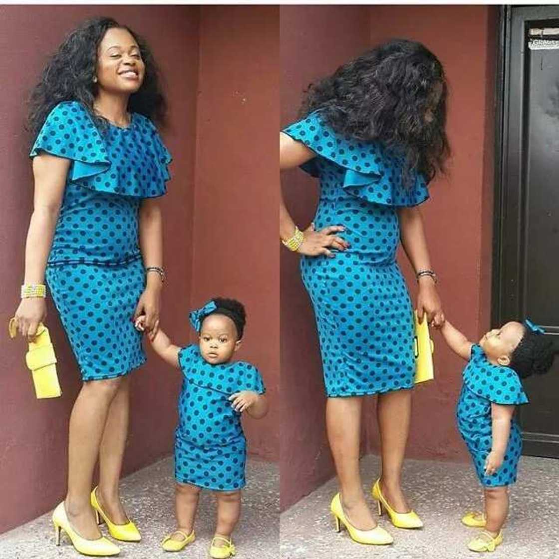 Identical Ankara dresses for mother and daughter