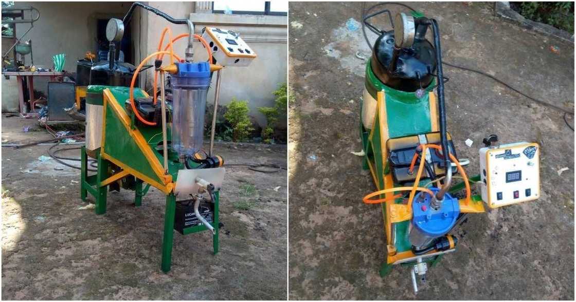 Fasahar matasa: Wani matashi ya kirkiri injin dake maida tarkacen ledoji zuwa fetur a Najeriya (Hotuna) Fasahar matasa: Wani matashi ya kirkiri injin dake maida tarkacen ledoji zuwa fetur a Najeriya (Hotuna)