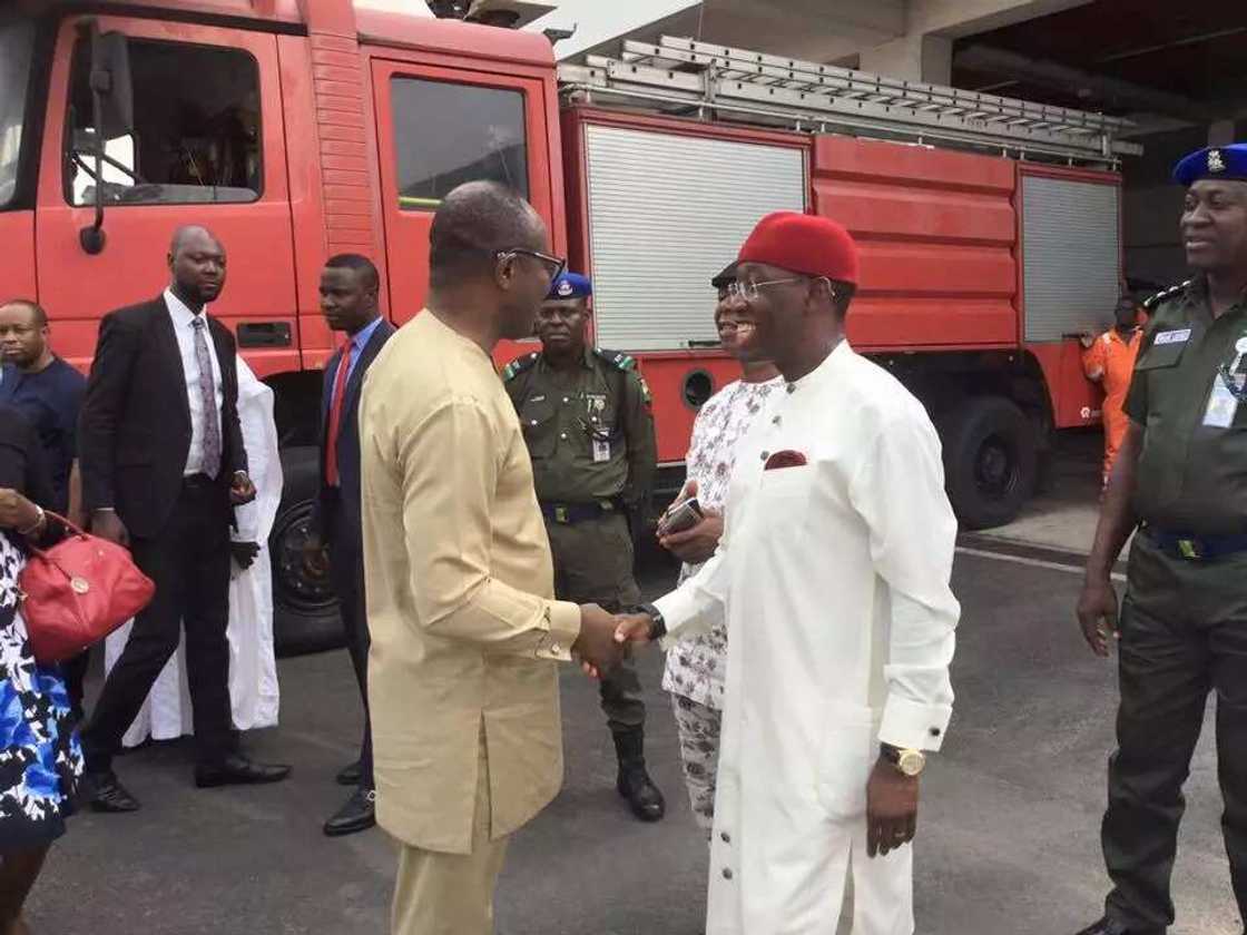 Governor Okowa with Ibe Kachikwu, minister of state for petroleum Governor Okowa with Ibe Kachikwu, minister of state for petroleum