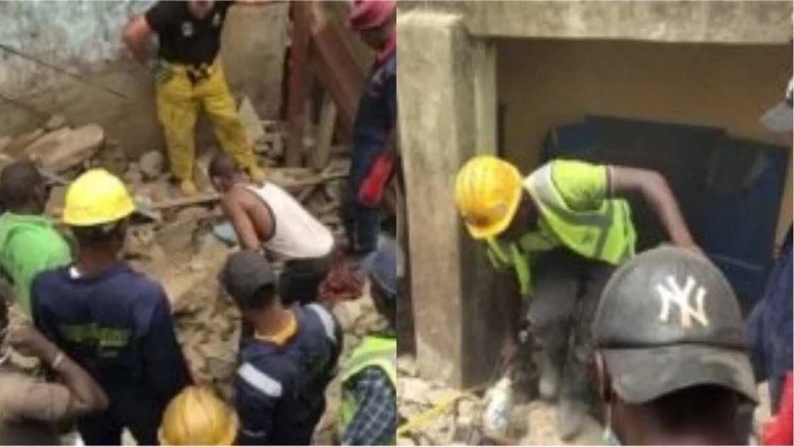 Two dead as a storey-building collapses in Lagos (photos) Two dead as a storey-building collapses in Lagos (photos)