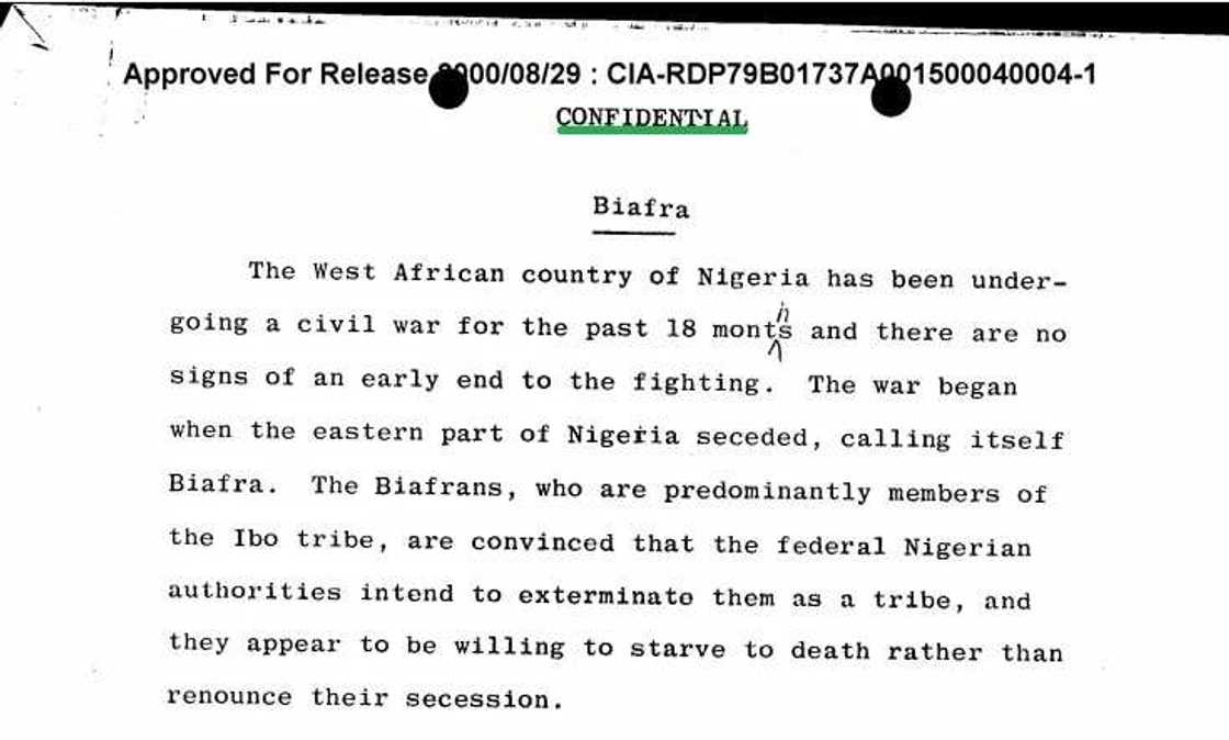 Secret CIA files revealed 4 African countries who aided Biafra