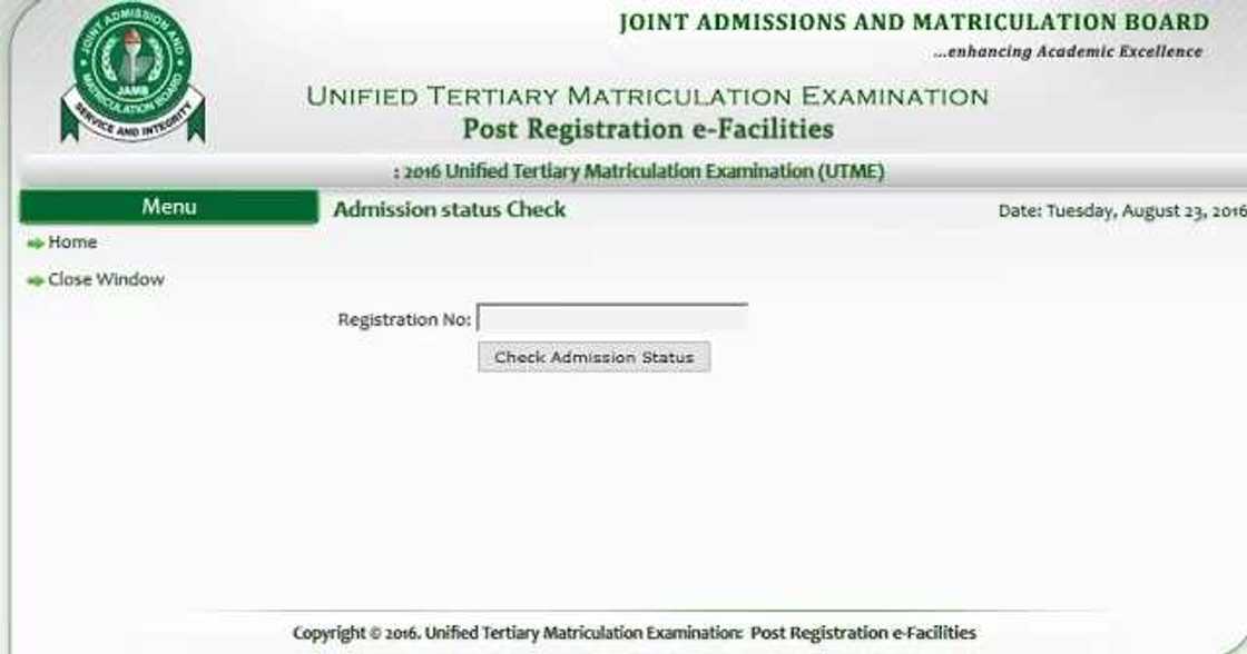 Check admission status Check admission status