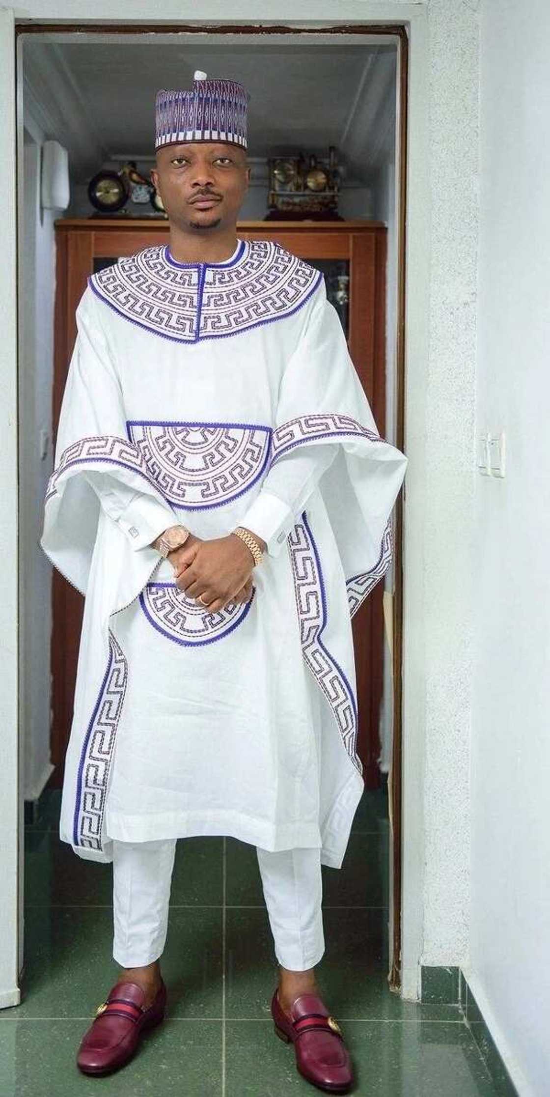 White Agbada style for guys with ornament