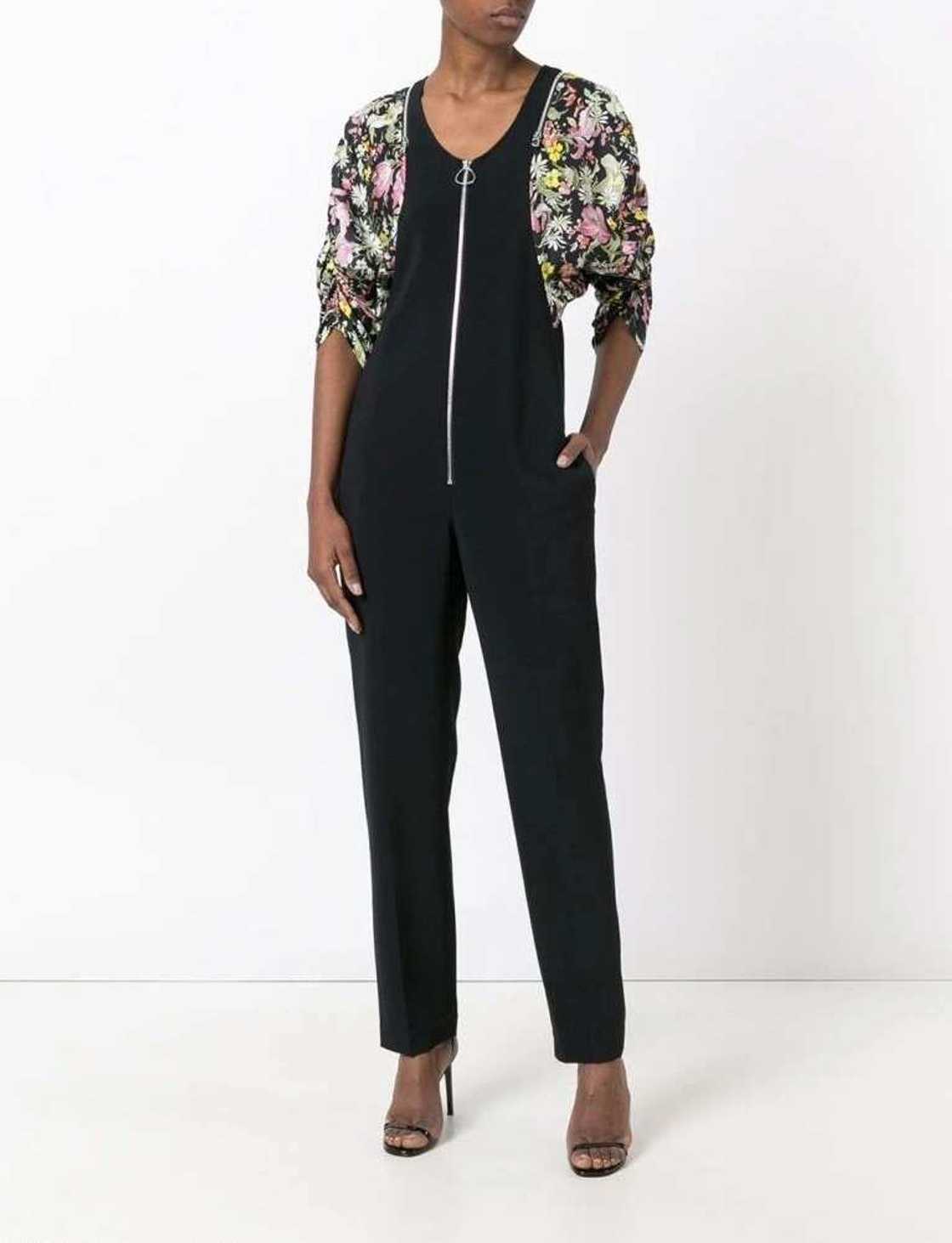 Black jumpsuit with colorful inserts Black jumpsuit with colorful inserts