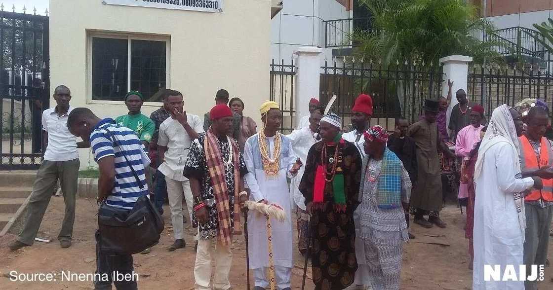 Just In: Massive protest hits Abuja court in preparation of Nnamdi Kanu's trial Just In: Massive protest hits Abuja court in preparation of Nnamdi Kanu's trial
