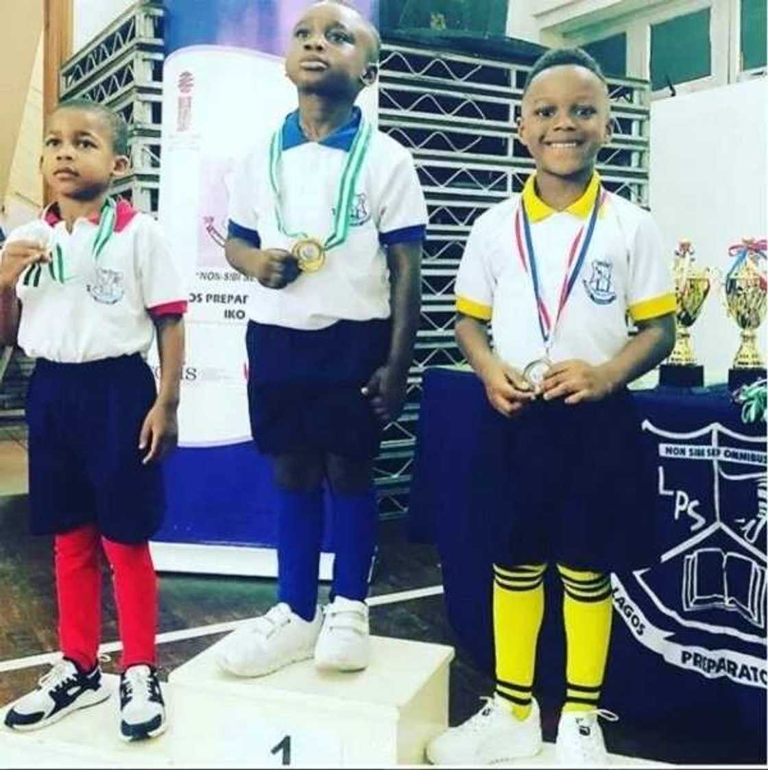 Rudeboy Psquare and son, Andre wins big At Andre's inter-house sports. Rudeboy Psquare and son, Andre wins big At Andre's inter-house sports.