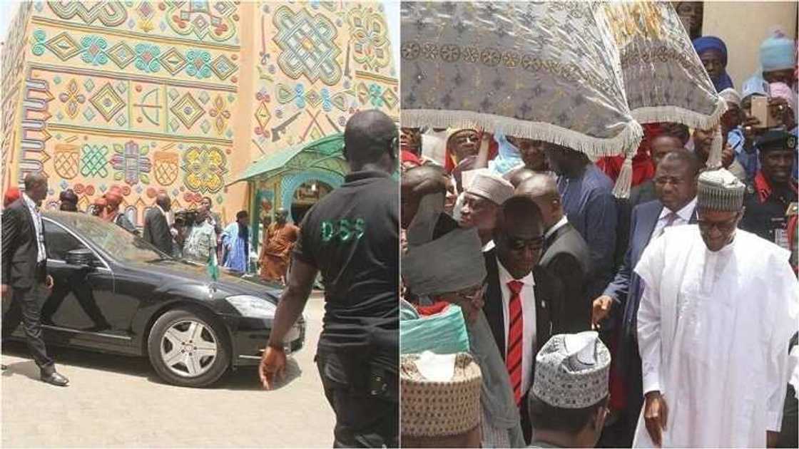 A karamci irin na Sarkin Bauchi ya baiwa shugaba Buhari muhimman kyautuka guda biyu (Hotuna) A karamci irin na Sarkin Bauchi ya baiwa shugaba Buhari muhimman kyautuka guda biyu (Hotuna)