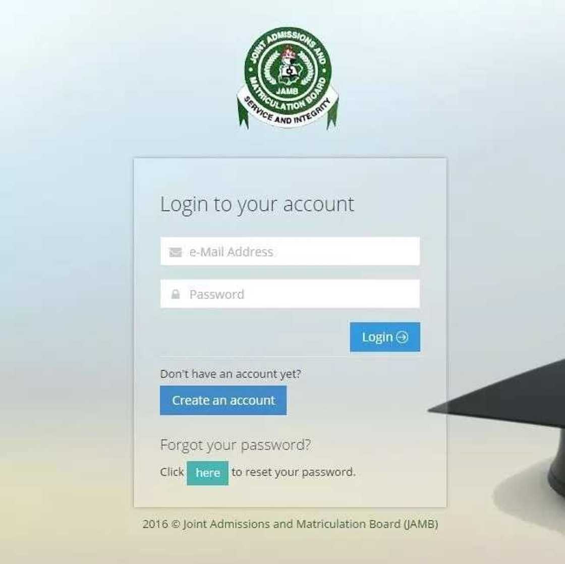 Login page