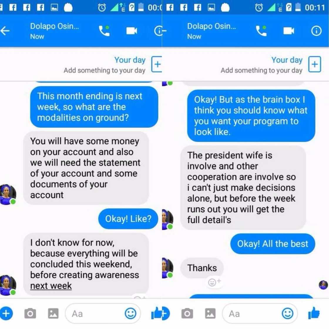 Scammer impersonates wife of the Acting President Osinbajo on Facebook, scams Nigerians Scammer impersonates wife of the Acting President Osinbajo on Facebook, scams Nigerians
