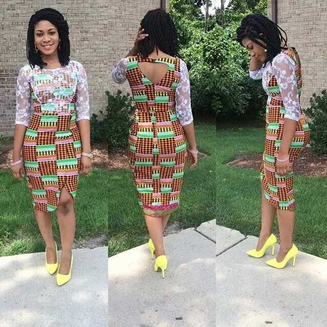 Ankara midi case dress with lace