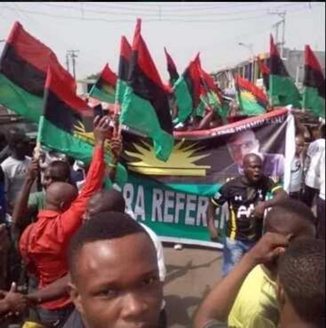 Kanu's Detention: Biafra Protest Hits Lagos (Photos) Kanu's Detention: Biafra Protest Hits Lagos (Photos)