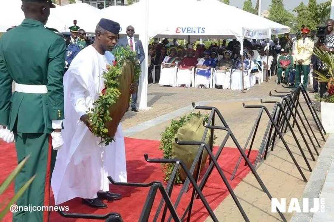 Armed Forces Remembrance: Buhari, Osinbajo, Lay Wreathe