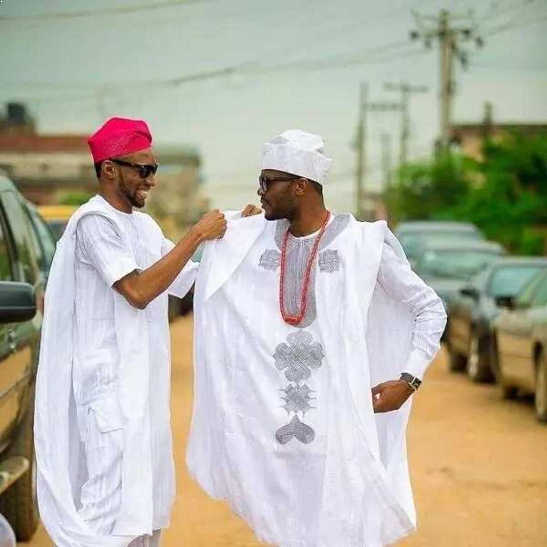 White Agbada styles for guys with wide robe