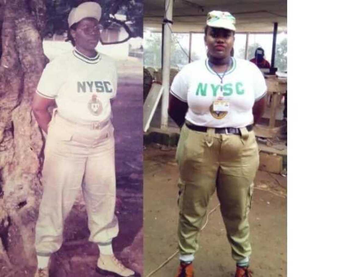 Nigerian lady recreates her mother’s NYSC photo Nigerian lady recreates her mother’s NYSC photo
