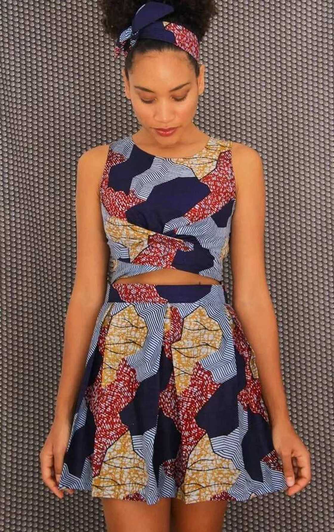 Ankara crop top with a short skirt