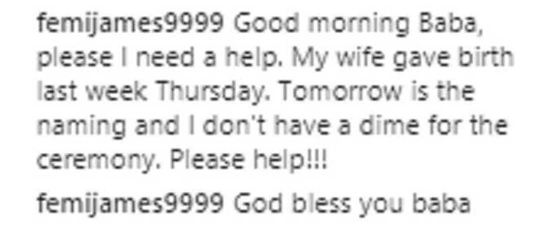 Bovi comes for man who wanted money for his child’s naming ceremony Bovi comes for man who wanted money for his child’s naming ceremony