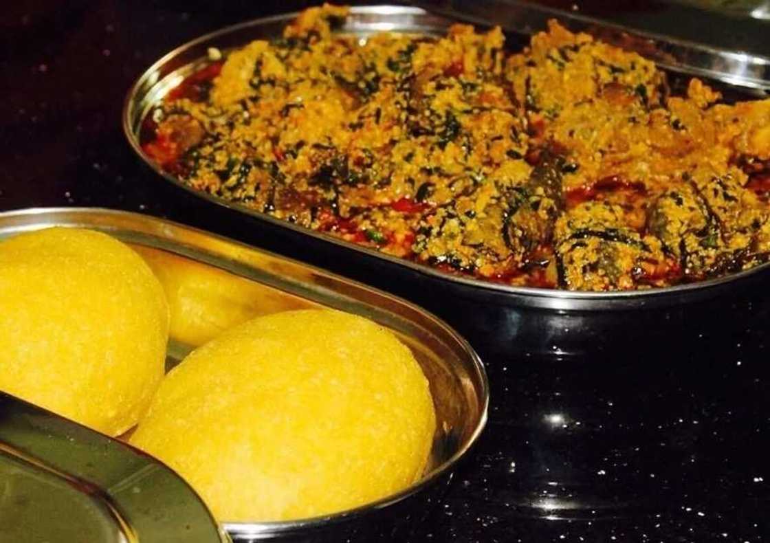 Eba and egusi soup