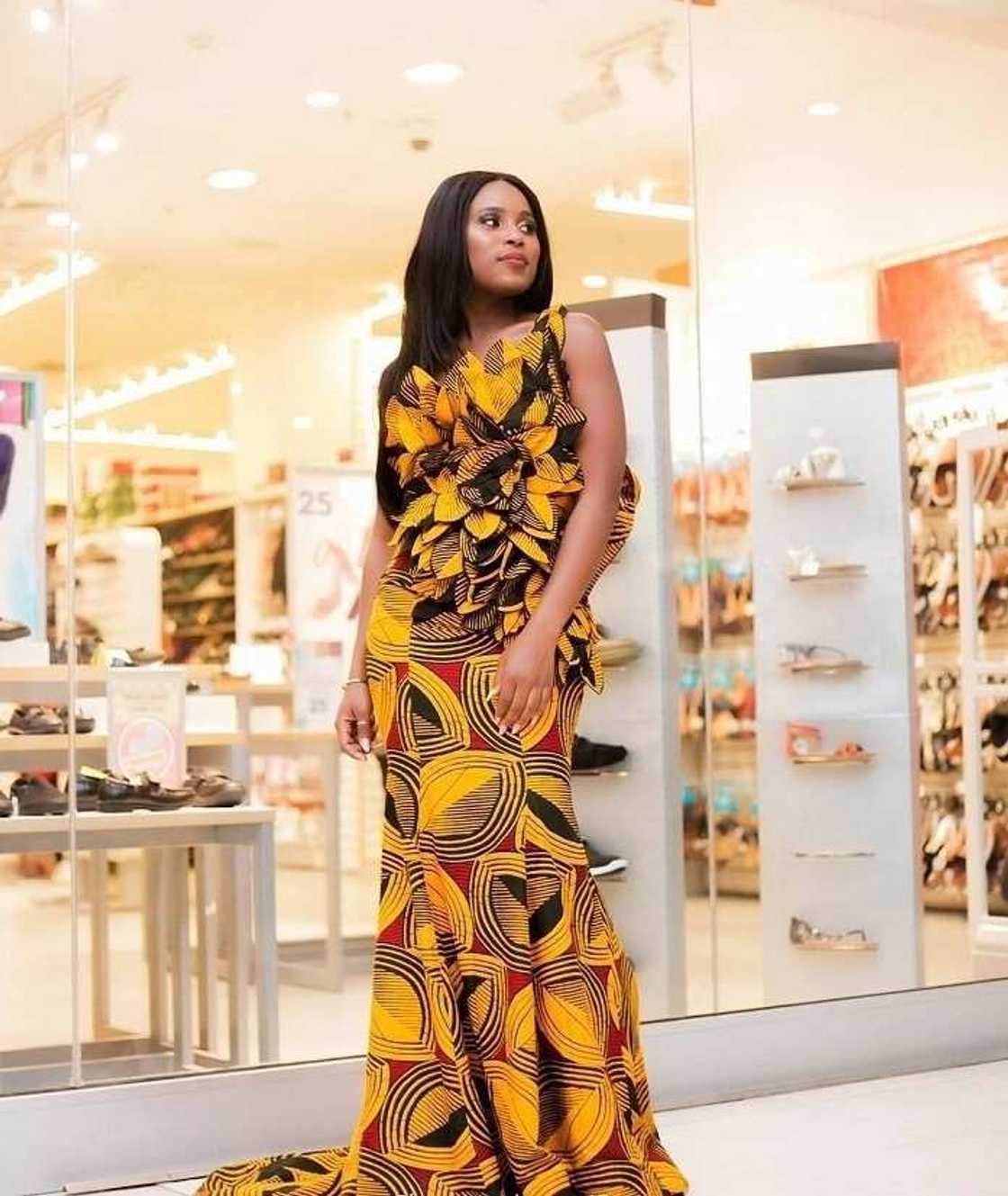 Ankara long gown with decor Ankara long gown with decor