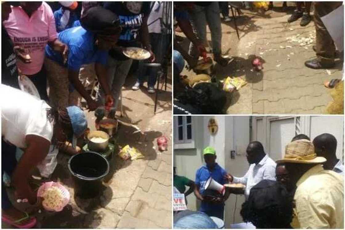 Protesting group occupies, cooks lunch in front of Amnesty International office in Abuja Protesting group occupies, cooks lunch in front of Amnesty International office in Abuja
