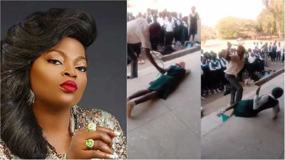 Funke Akindele expresses anger over secondary school pupils badly beaten by teachers Funke Akindele expresses anger over secondary school pupils badly beaten by teachers