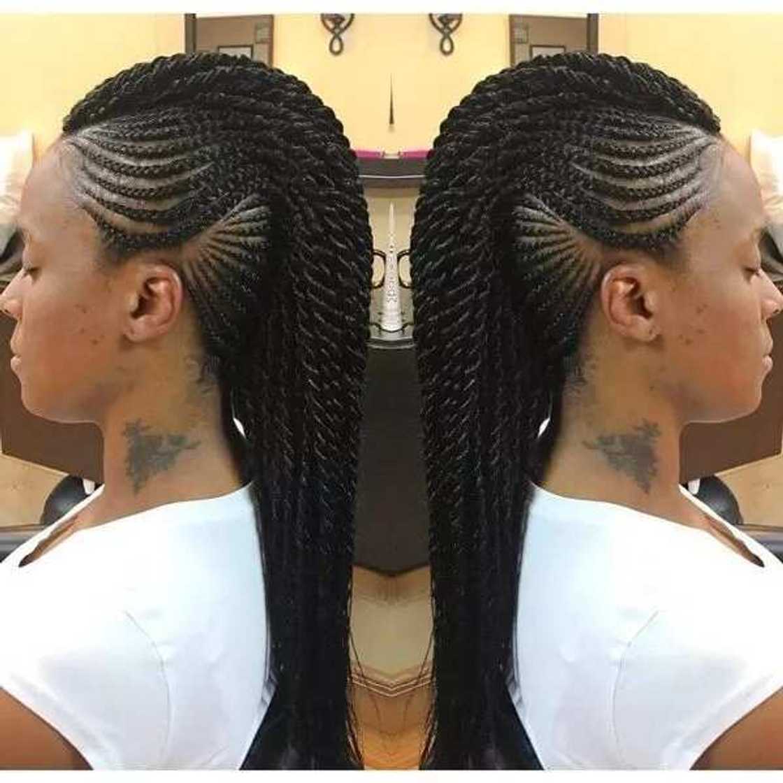 Side Mohawk with cornrow braids