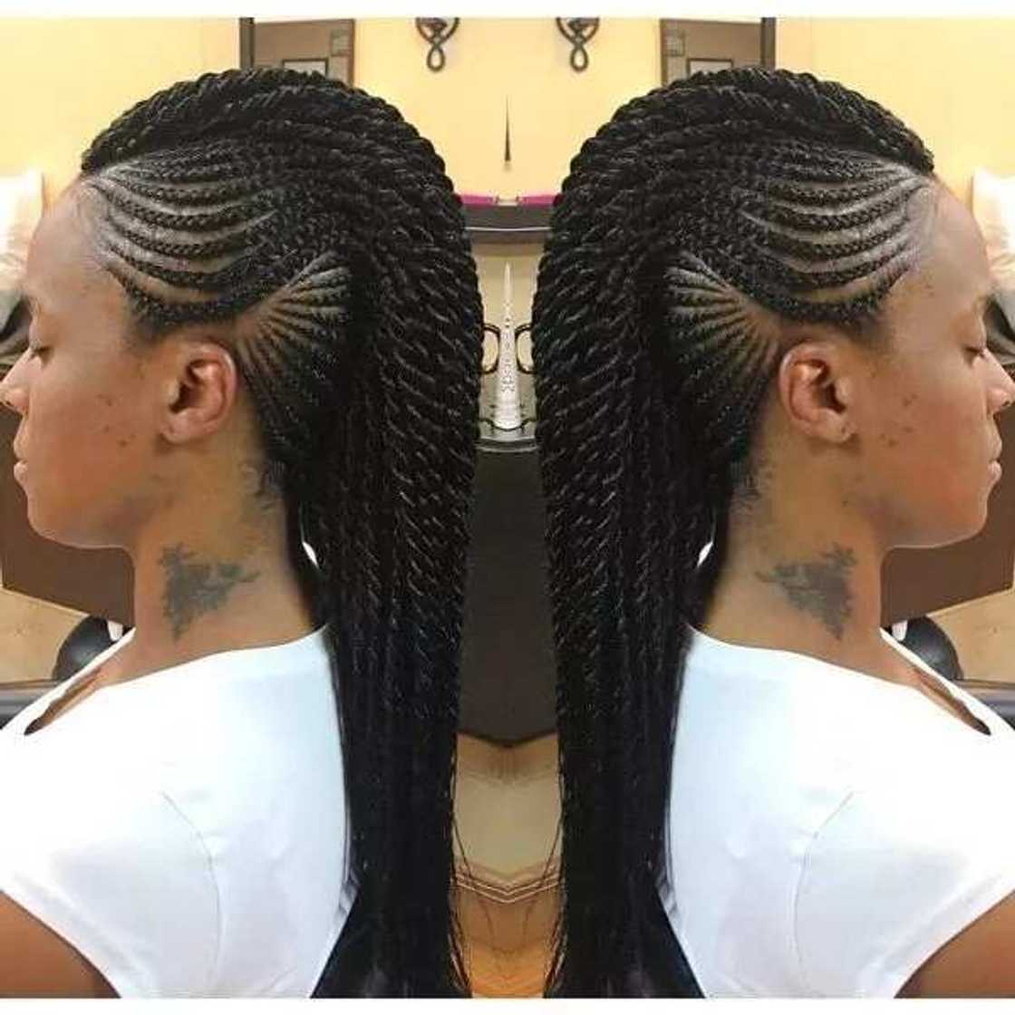 Side Mohawk with cornrow braids Side Mohawk with cornrow braids