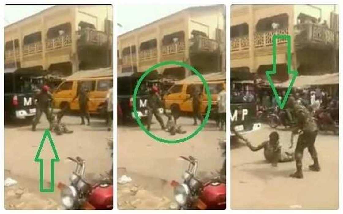 Soldiers threw crippled man's wheelchair away, beat him for wearing a camo, yesterday, at Osha, Onitsha, Anambra Soldiers threw crippled man's wheelchair away, beat him for wearing a camo, yesterday, at Osha, Onitsha, Anambra