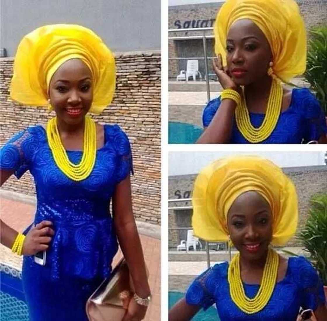 Yellow and blue Aso Ebi