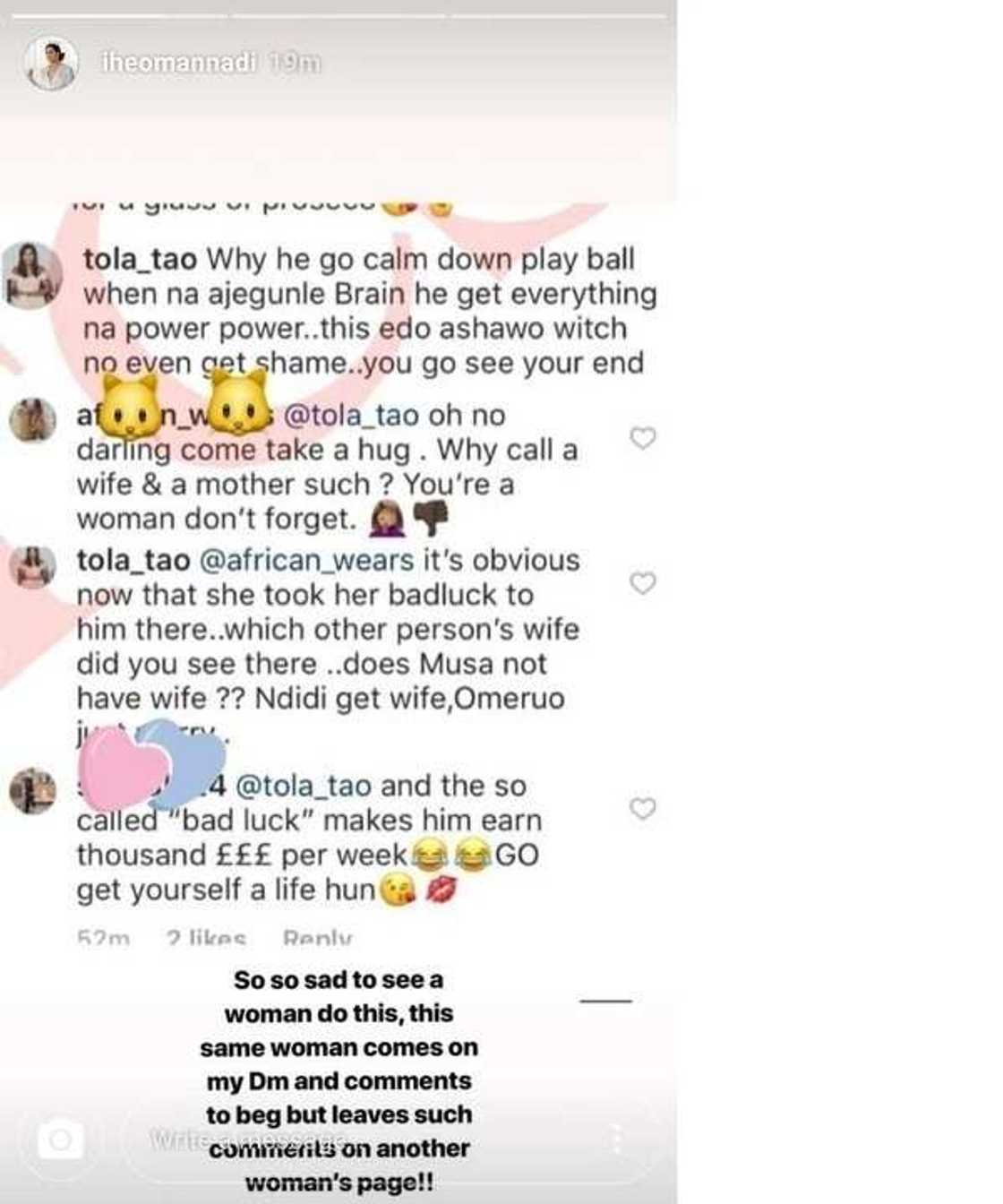 Ex MBGN Ifeoma Nnadi exposes lady who insulted Ighalo's wife