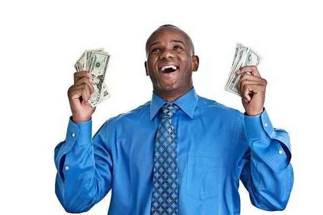 Happy man with money Happy man with money