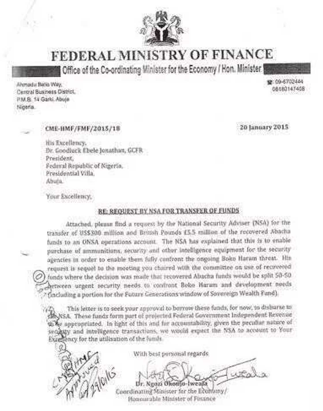 GEJ, Okonjo-Iweala Illegally Transferred N61.4b To Dasuki GEJ, Okonjo-Iweala Illegally Transferred N61.4b To Dasuki