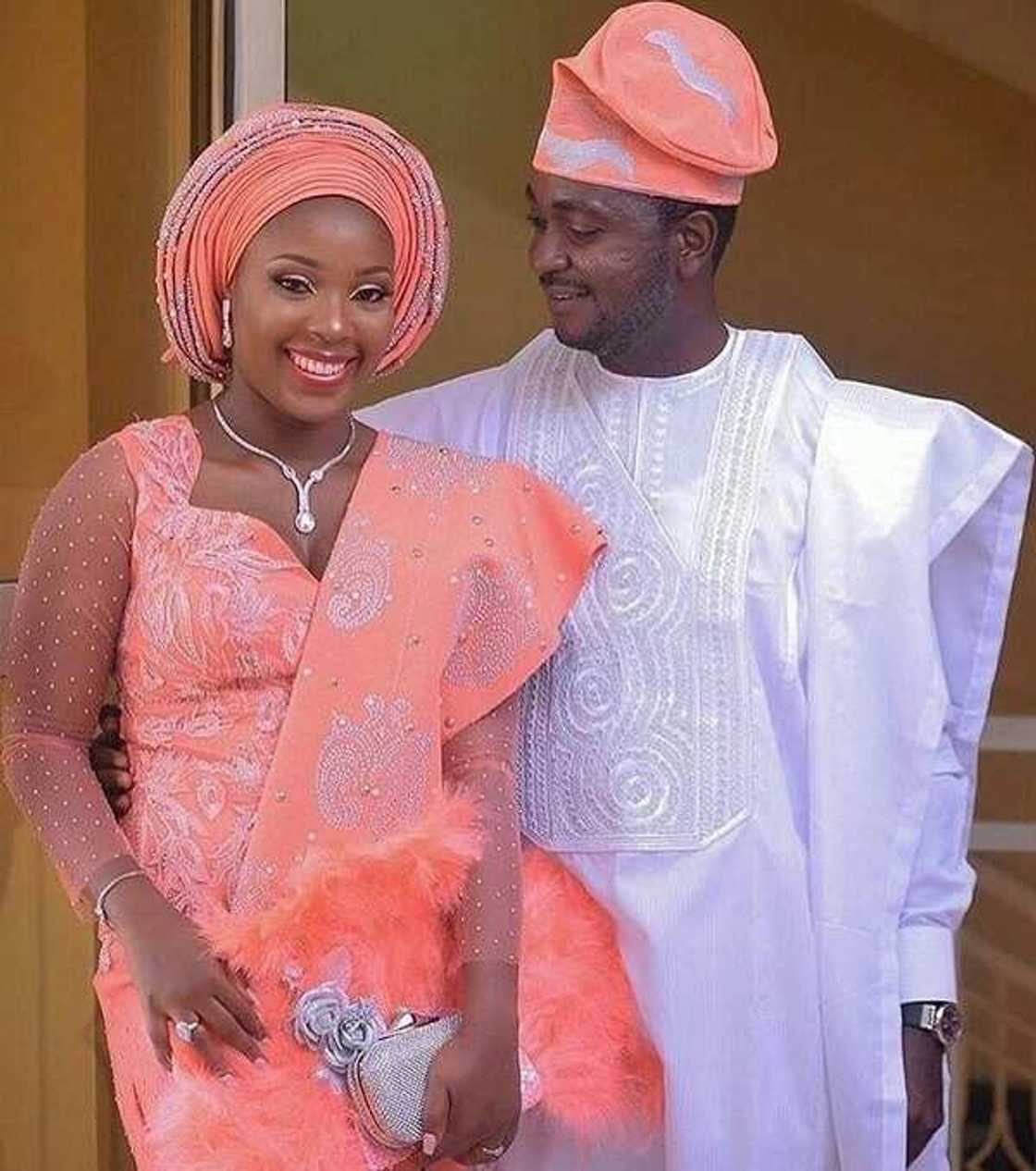 Yoruba couple white and coral