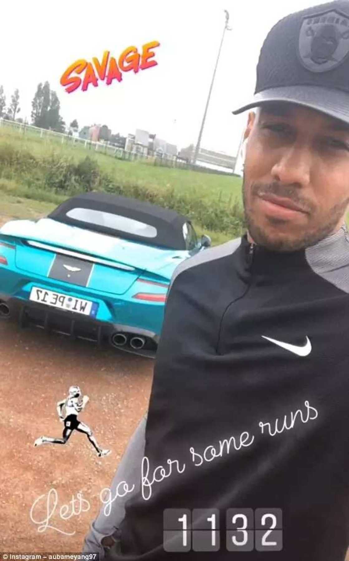 Arsenal star Aubameyang shows off expensive Aston Martin car