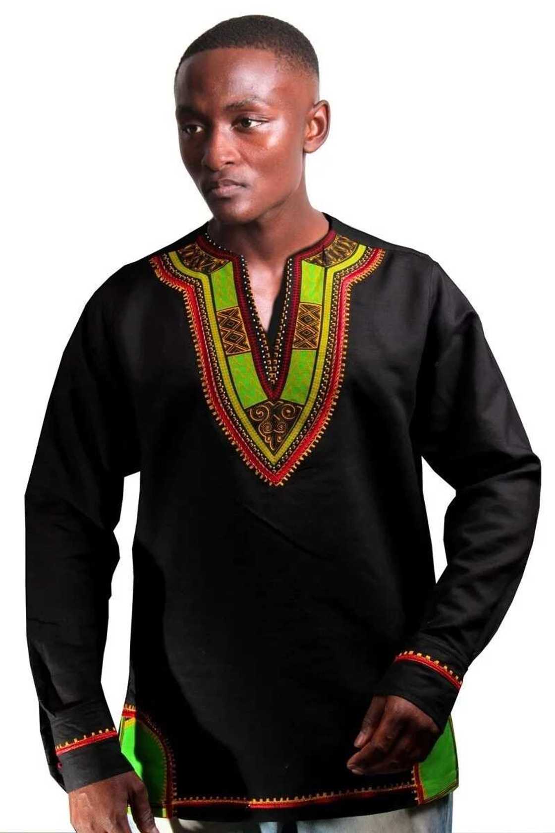 Dashiki styles with floral and geometric traditional motifs Dashiki styles with floral and geometric traditional motifs