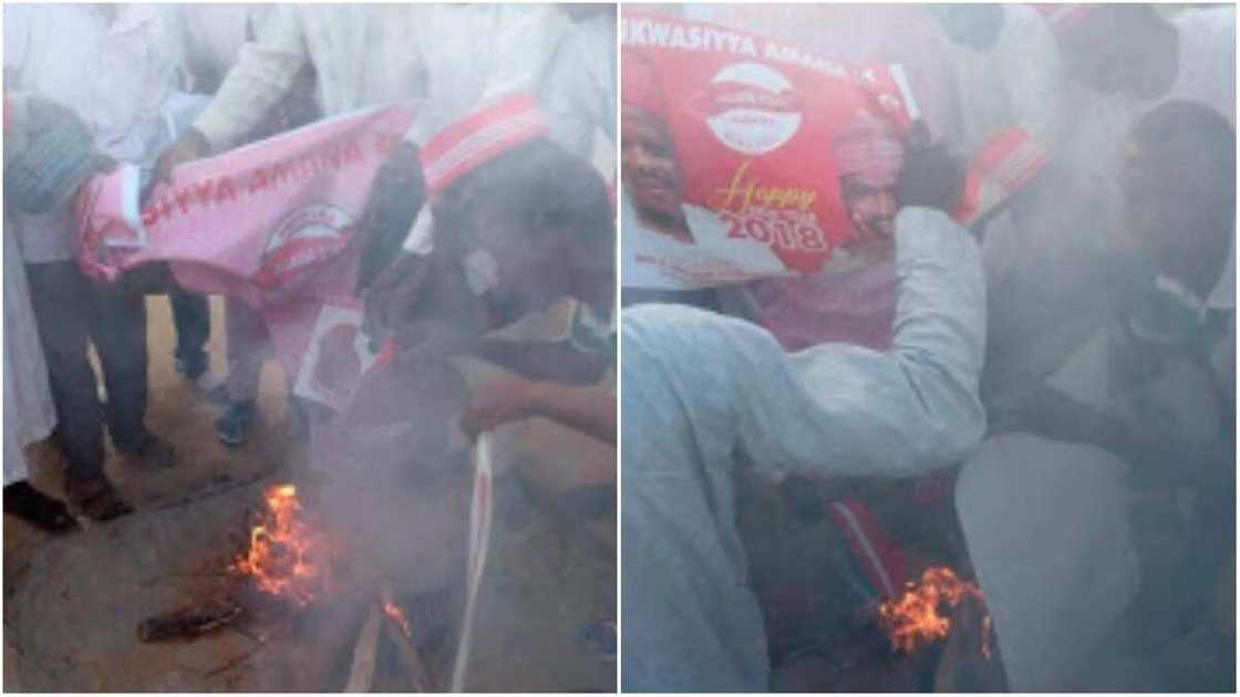Supporters burning their Kwankwasiyya's caps. Photo source: Suanu's blog Supporters burning their Kwankwasiyya's caps. Photo source: Suanu's blog